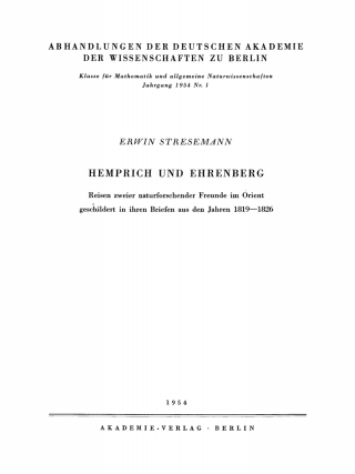 Imagen de portada: Hemprich und Ehrenberg 1st edition 9783112734100