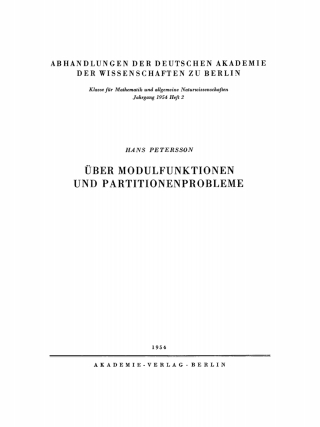 صورة الغلاف: Über Modulfunktionen und Partitionenprobleme 1st edition 9783112734124