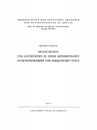 Cover image: Zetafunktion und L-Funktionen zu einem arithmetischen Funktionenkörper vom Fermatschen Typus 1st edition 9783112734162