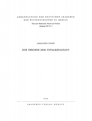 Imagen de portada: Zur Theorie der Totalreflexion 1st edition 9783112734186