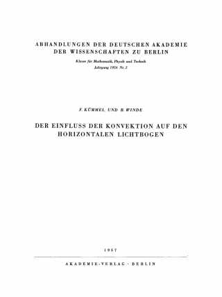 Cover image: Der Einfluss der Konvektion auf den horizontalen Lichtbogen 1st edition 9783112734247