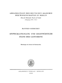 Imagen de portada: Entwicklungsgang und gegenwärtiger Stand der Gasturbine 1st edition 9783112734445