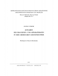 Cover image: Aufgaben des Maschinen- und Apparatebaues in der chemischen Grossindustrie 1st edition 9783112734506