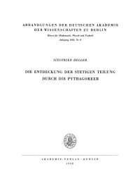 Imagen de portada: Die Entdeckung der stetigen Teilung durch die Pythagoreer 1st edition 9783112734520