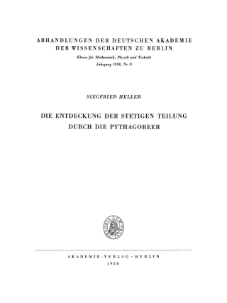 表紙画像: Die Entdeckung der stetigen Teilung durch die Pythagoreer 1st edition 9783112734520