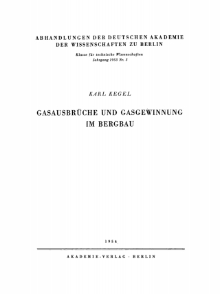 Cover image: Gasausbrüche und Gasgewinnung im Bergbau 1st edition 9783112734681