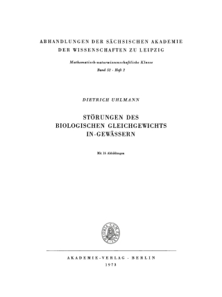 Cover image: Störungen des biologischen Gleichgewichts in Gewässern 1st edition 9783112734766