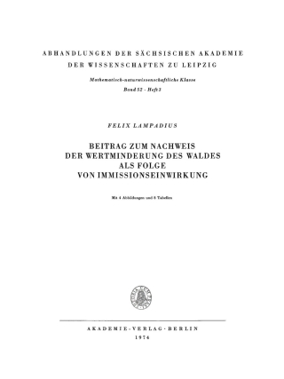 Cover image: Beitrag zum Nachweis der Wertminderung des Waldes als Folge von Immissionseinwirkung 1st edition 9783112734780