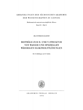 表紙画像: Beiträge zur D- und V-Struktur von Wasser und speziellen Wässrigen Elektrolytlösungen 1st edition 9783112734803