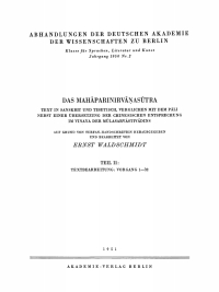 Cover image: Das Mahāparinirvāṇasūtra, Teil II: Textbearbeitung: Vorgang 1–32 1st edition 9783112734865