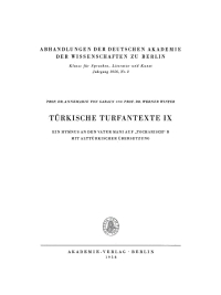 Cover image: Türkische Turfantexte IX 1st edition 9783112734940