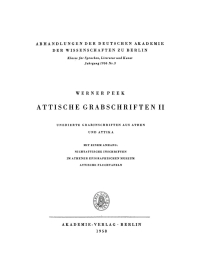 Cover image: Attische Grabschriften II: Unedierte Grabinschriften aus Athen und Attika 1st edition 9783112734964