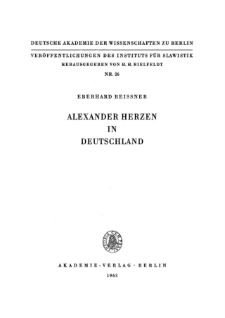 Cover image: Alexander Herzen in Deutschland 1st edition 9783112735527