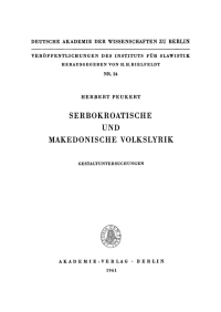 Cover image: Serbokroatische und Makedonische Volkslyrik 1st edition 9783112735565