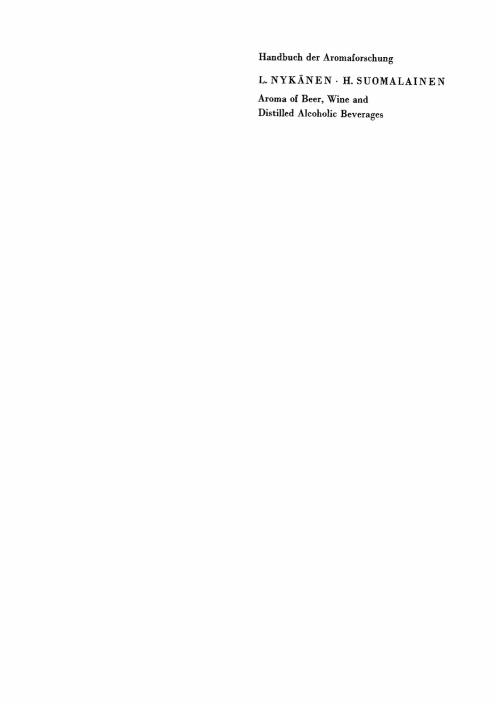 Aroma of Beer, Wine and Distilled Alcoholic Beverages 1st Edition