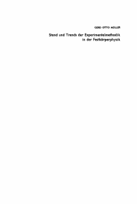 Cover image: Stand und Trends der Experimentalmethodik in der Festkörperphysik 1st edition 9783112736203