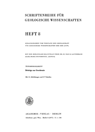 Cover image: Beiträge zur Geochemie 1st edition 9783112736647