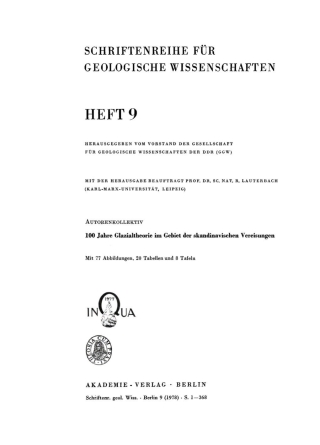 Cover image: 100 Jahre Glazialtheorie im Gebiet der skandinavischen Vereisungen 1st edition 9783112736661