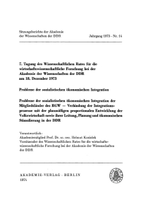 Cover image: Probleme der sozialistischen ökonomischen Integration 1st edition 9783112736883