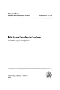 Cover image: Beiträge zur Marx-Engels-Forschung 1st edition 9783112736982