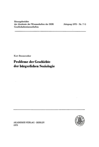 Omslagafbeelding: Probleme der Geschichte der bürgerlichen Soziologie 1st edition 9783112737125