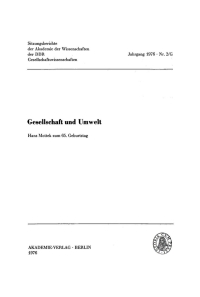 Omslagafbeelding: Gesellschaft und Umwelt 1st edition 9783112737248