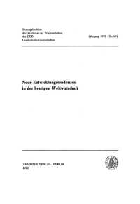 Imagen de portada: Neue Entwicklungstendenzen in der heutigen Weltwirtschaft 1st edition 9783112737286