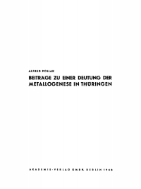 Cover image: Beiträge zu einer Deutung der Metallogenese in Thüringen 1st edition 9783112737545