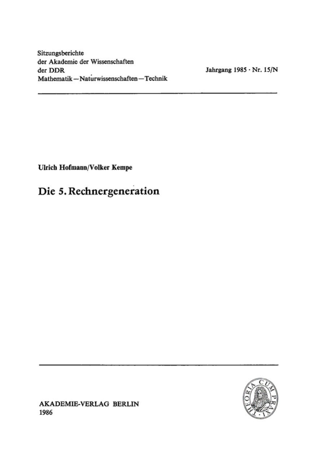Die 5. Rechnergeneration 1st Edition