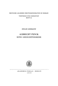 Cover image: Albrecht Penck, eine Gedächtnisrede 1st edition 9783112738344