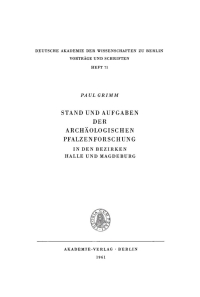 Imagen de portada: Stand und Aufgaben der archäologischen Pfalzenforschung in den Bezirken Halle und Magdeburg 1st edition 9783112738368