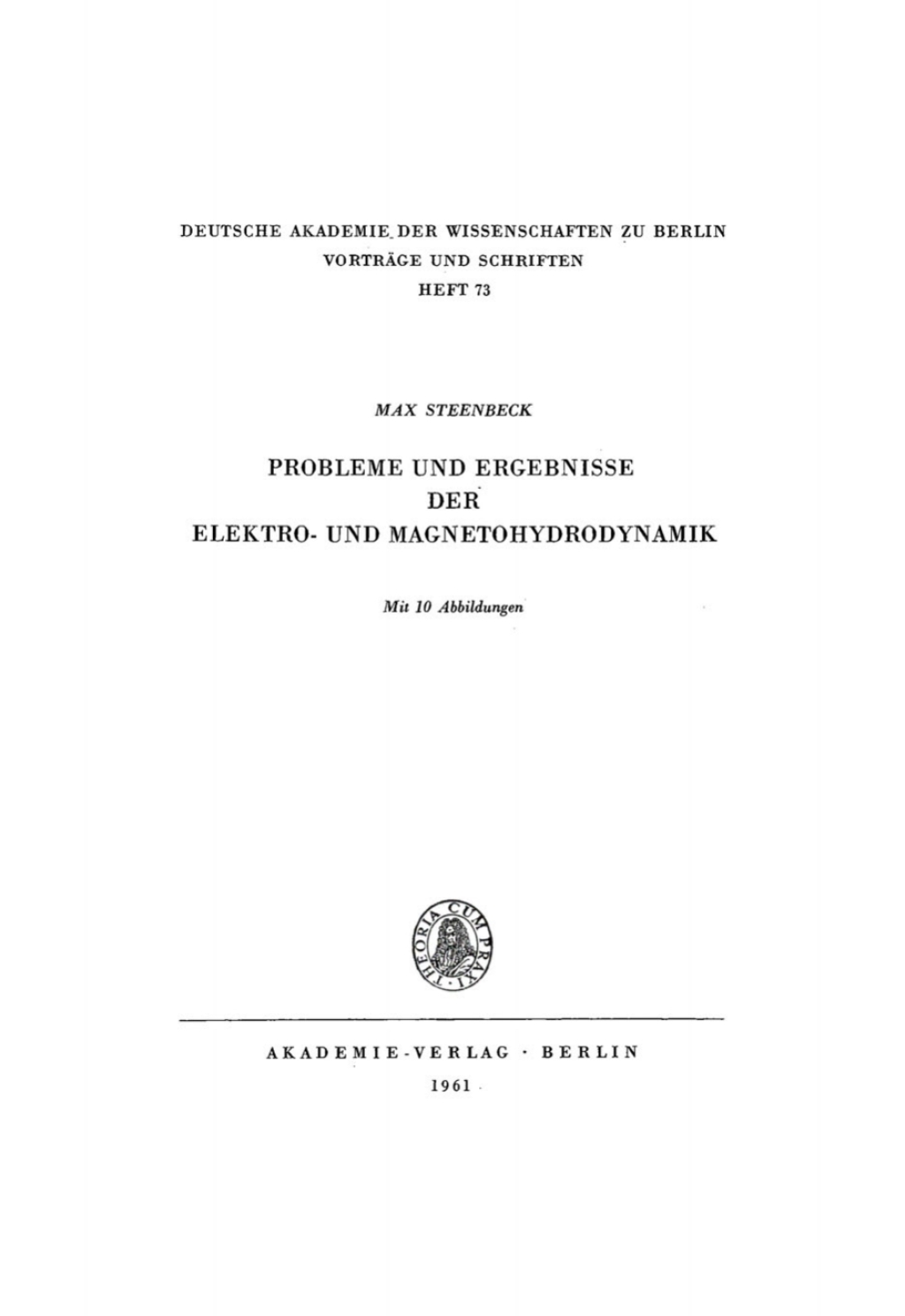 Probleme und Ergebnisse der Elektro- und Magnetohydrodynamik 1st Edition