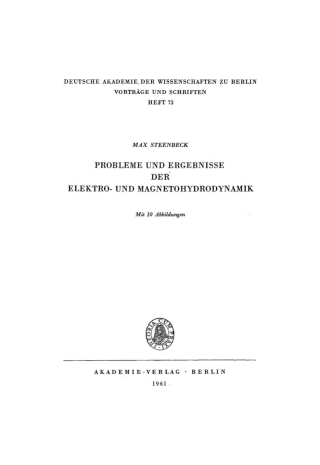 Cover image: Probleme und Ergebnisse der Elektro- und Magnetohydrodynamik 1st edition 9783112738382