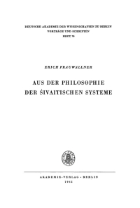 Cover image: Aus der Philosophie der sivaitischen Systeme 1st edition 9783112738467