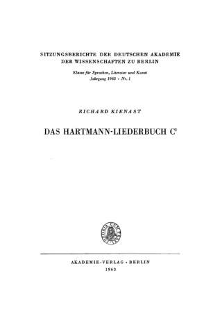 表紙画像: Das Hartmann-Liederbuch C<sup>2</sup> 1st edition 9783112738641