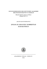 Immagine di copertina: Epilog zu Origenes’ Kommentar zum Matthäus 1st edition 9783112738764