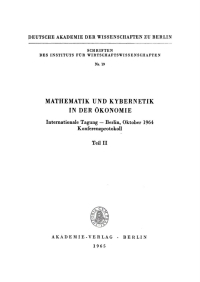 Cover image: Mathematik und Kybernetik in der Ökonomie, Teil 2 1st edition 9783112739709