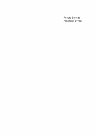 Cover image: Adverbial-Syntax 4th edition 9783112740767