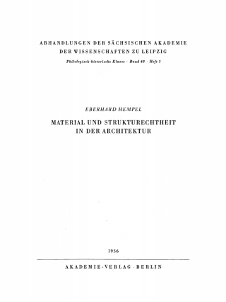 Cover image: Material und Strukturechtheit in der Architektur 1st edition 9783112741740
