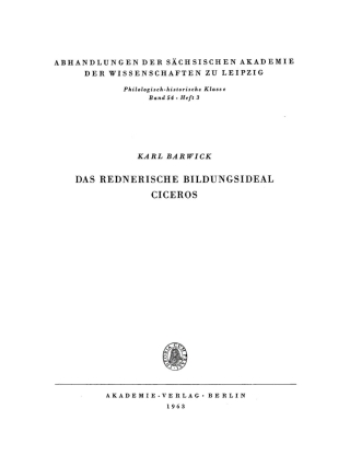 Cover image: Das rednerische Bildungsideal Ciceros 1st edition 9783112742747