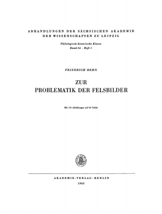 Cover image: Zur Problematik der Felsbilder 1st edition 9783112742785