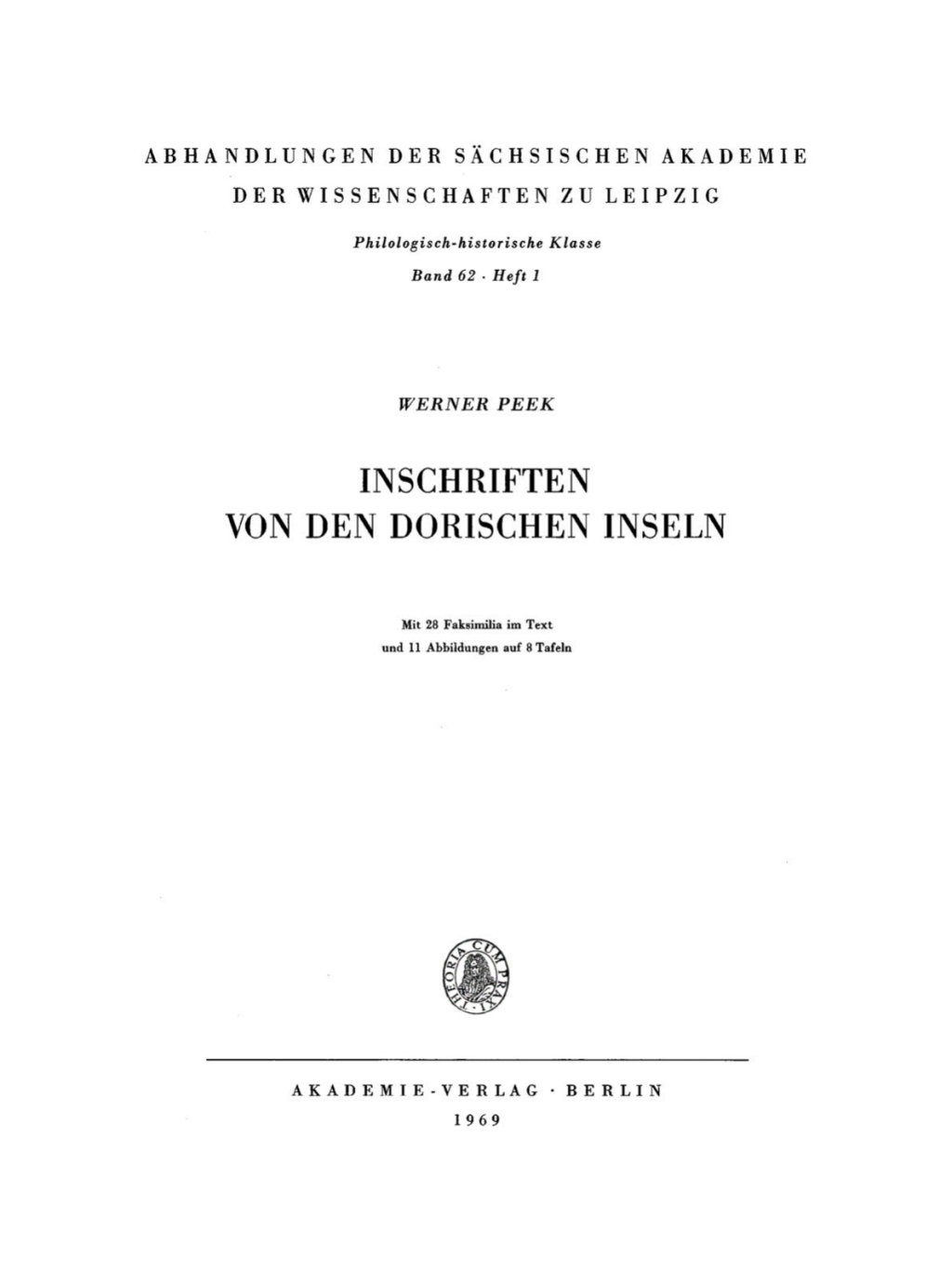Inschriften von den Dorischen Inseln 1st Edition