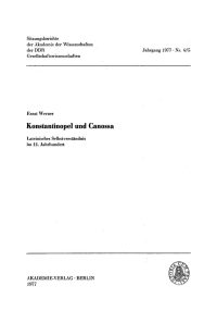 Imagen de portada: Konstantinopel und Canossa 1st edition 9783112743782