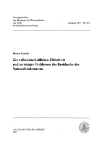 Cover image: Zur volkswirtschaftlichen Effektivität und zu einigen Problemen des Kreislaufes des Nationaleinkommens 1st edition 9783112743881