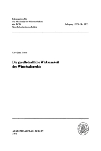 Cover image: Die gesellschaftliche Wirksamkeit des Wirtschaftsrechts 1st edition 9783112744260