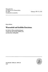 Cover image: Wissenschaft und friedliche Koexistenz 1st edition 9783112744284