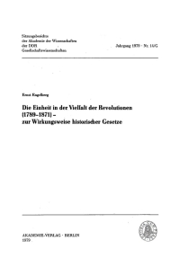 Cover image: Die Einheit in der Vielfalt der Revolutionen (1789–1871) 1st edition 9783112744321