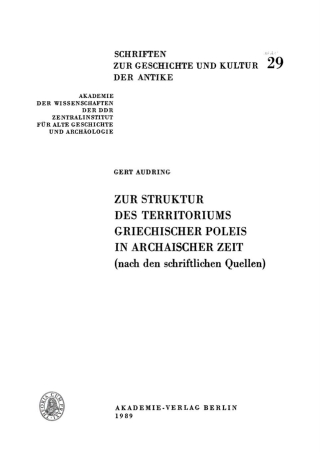 Cover image: Zur Struktur des Territoriums griechischer Poleis in archaischer Zeit 1st edition 9783112744826