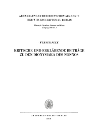 صورة الغلاف: Kritische und erklärende Beiträge zu den Dionysiaka des Nonnos 1st edition 9783112748725