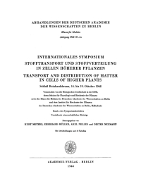 صورة الغلاف: Internationales Symposium Stofftransport und Stoffverteilung in Zellen höherer Pflanzen – Transport and Distribution of Matter in Cells of Higher Plants 1st edition 9783112748749